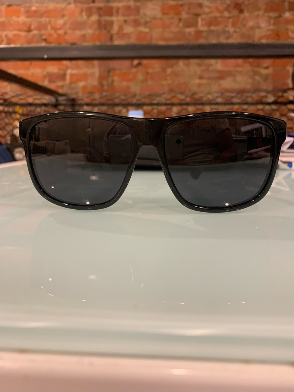 Gucci Black Sunglasses with Green and Red Stripe